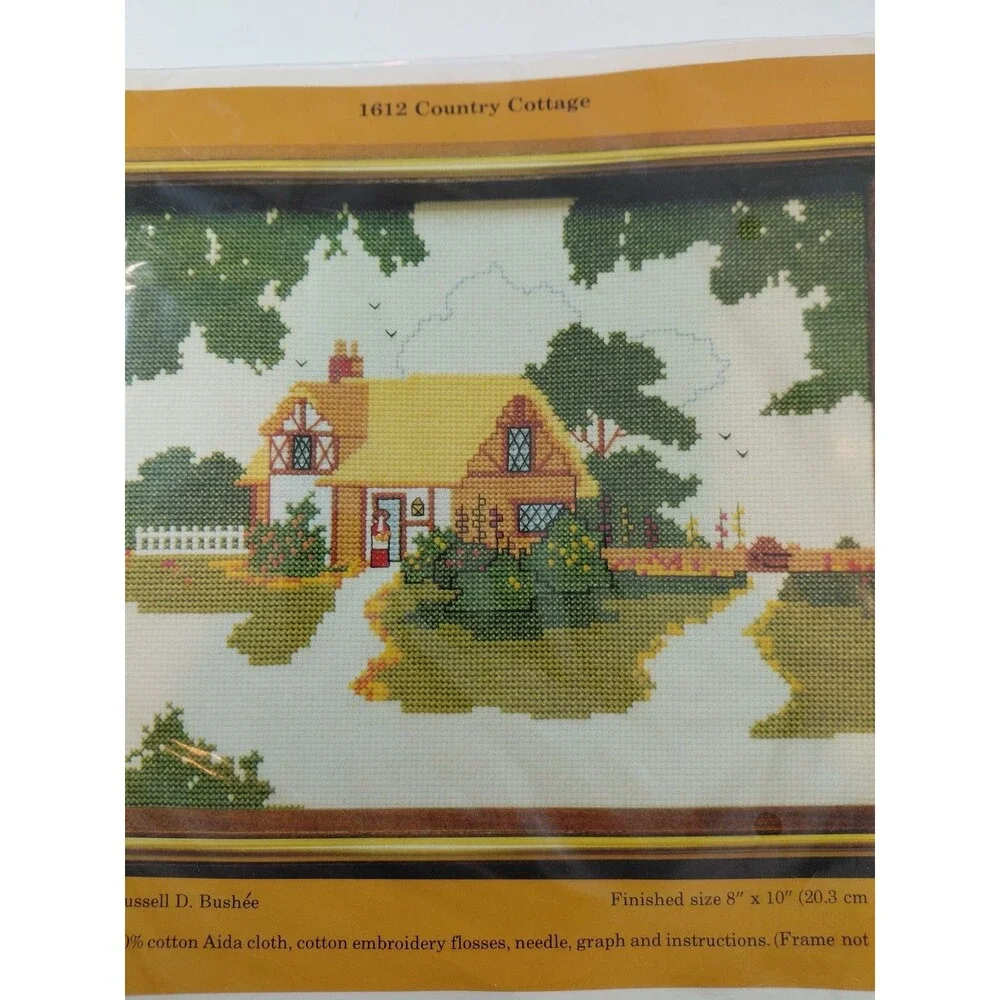 The Creative Circle 1612 Country Cottage Counted Cross Stitch Kit 8x10 New